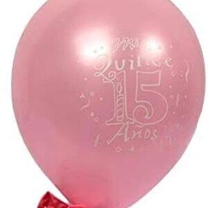 Pink Mis Quince Años 12 Inch Spanish Birthday Party Latex Balloons 12 Count